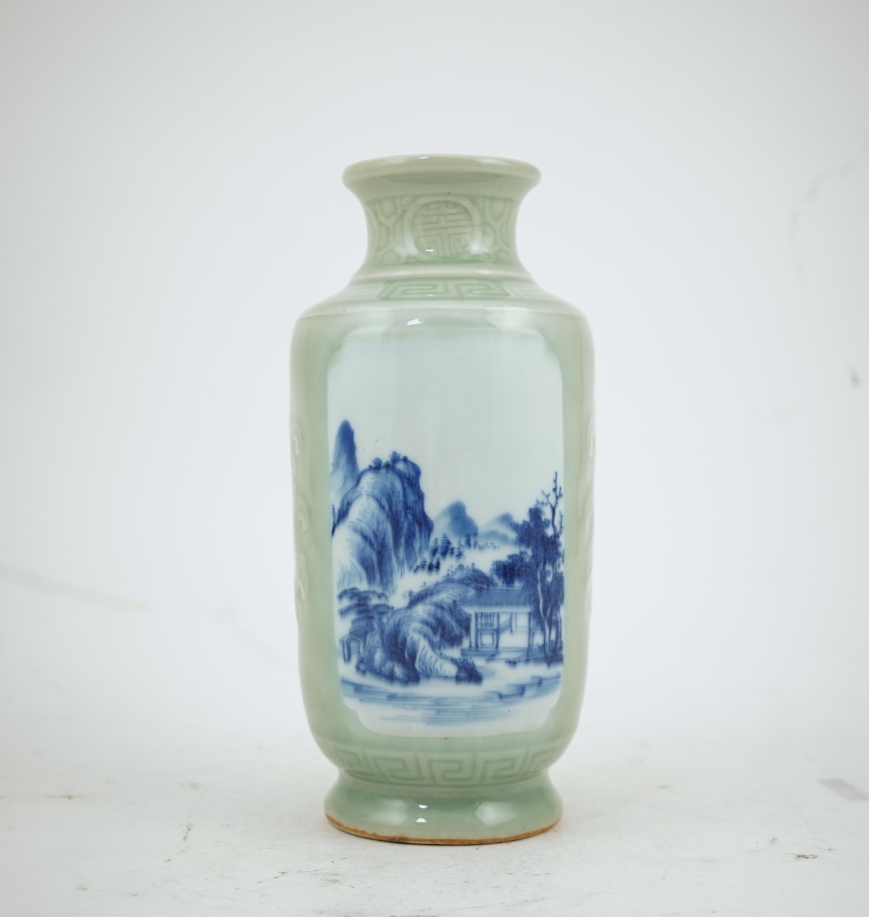 A Chinese celadon glazed landscape vase, 19th century